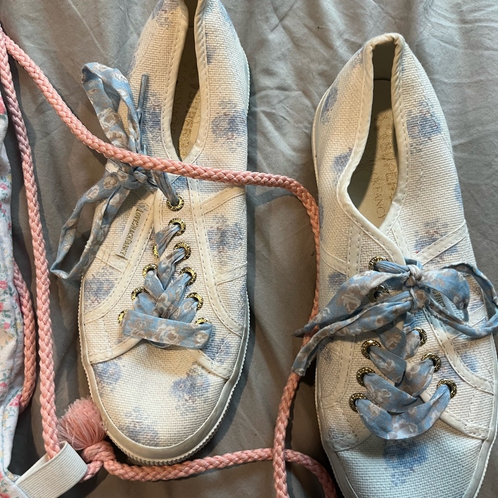 Blue and White Canvas Sneakers